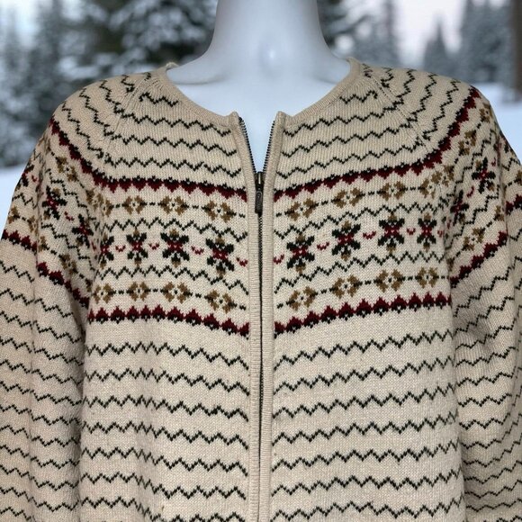 Vintage Womens Cream Nordic Zip Cardigan Sweater 18/20W Ramie/Wool Blend - Picture 3 of 10